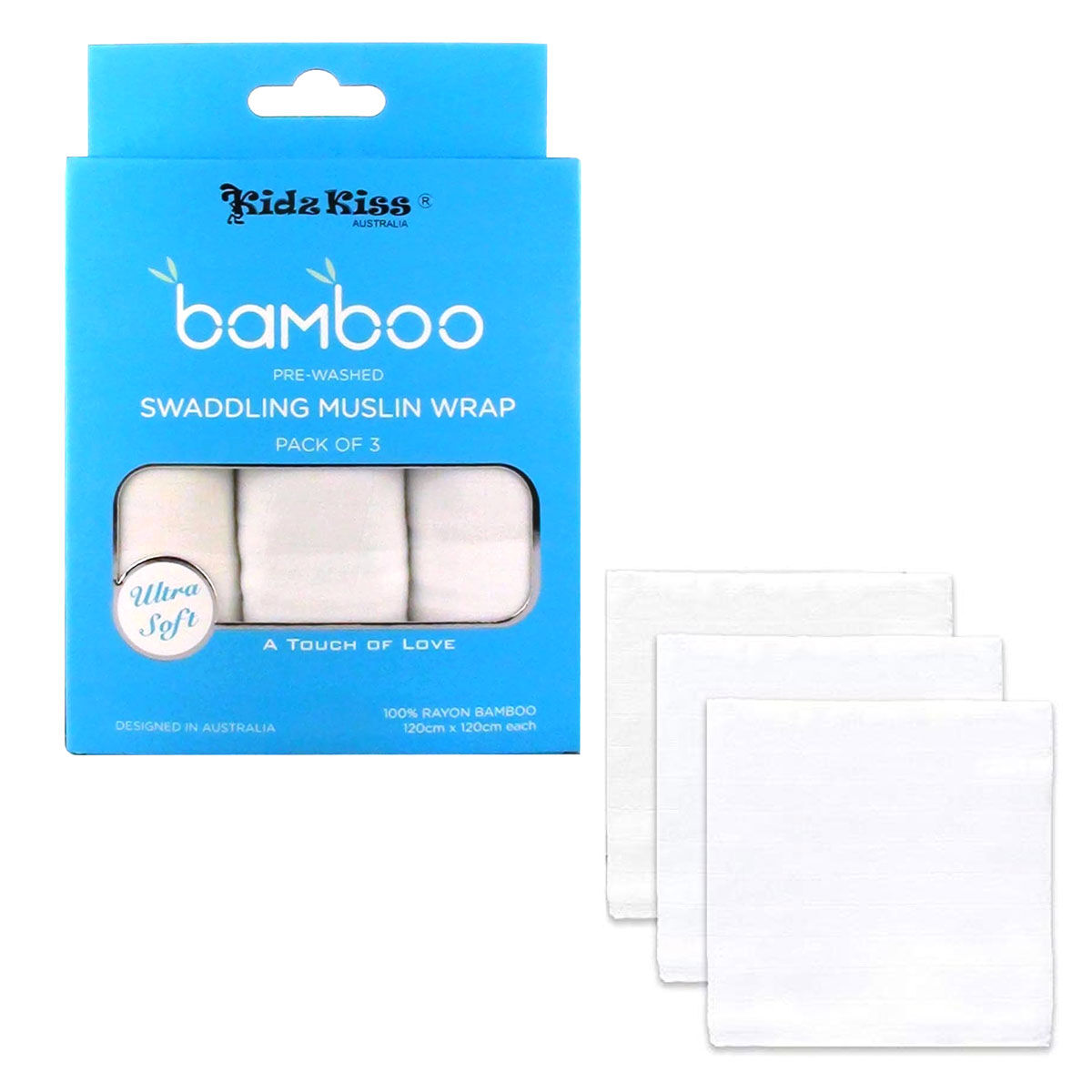 Pack of 3 Swaddling Muslin Wrap 120x120cm each Pack of 3 Swaddling Muslin Wrap 120x120cm each