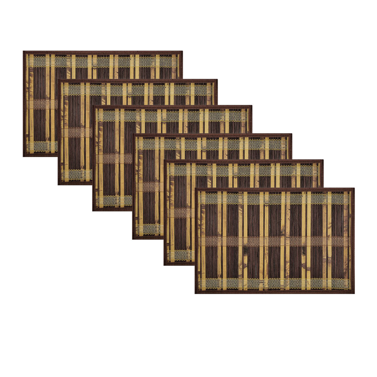 Set of 6 Bamboo Table Placemats White with White Border 30 x 45cm Set of 6 Bamboo Table Placemats White with White Border 30 x 45cm