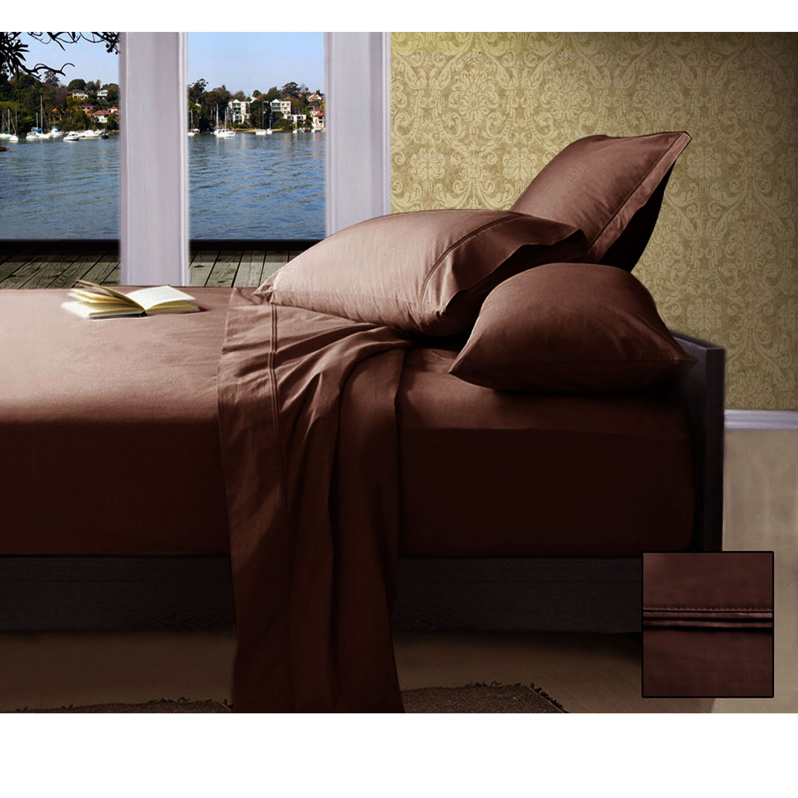 Ramesses 1000TC American Pima Cotton Plain Design Sheet Set Linen King Ramesses 1000TC American Pima Cotton Plain Design Sheet Set Linen King