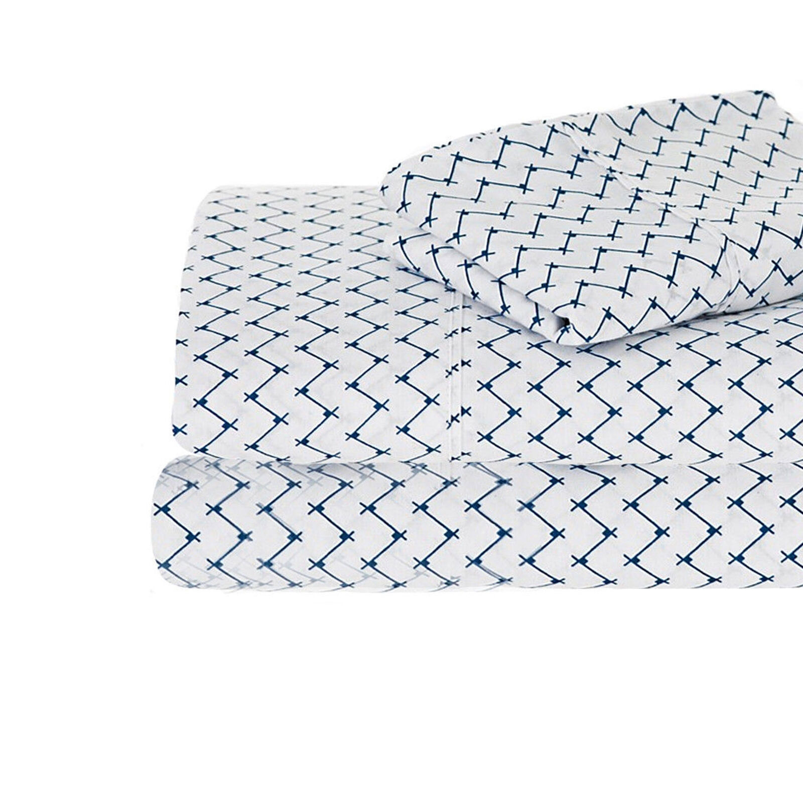 Ramesses 250TC Egyptian Cotton Printed Sheet Set Navy Sefton Single Ramesses 250TC Egyptian Cotton Printed Sheet Set Navy Sefton Single