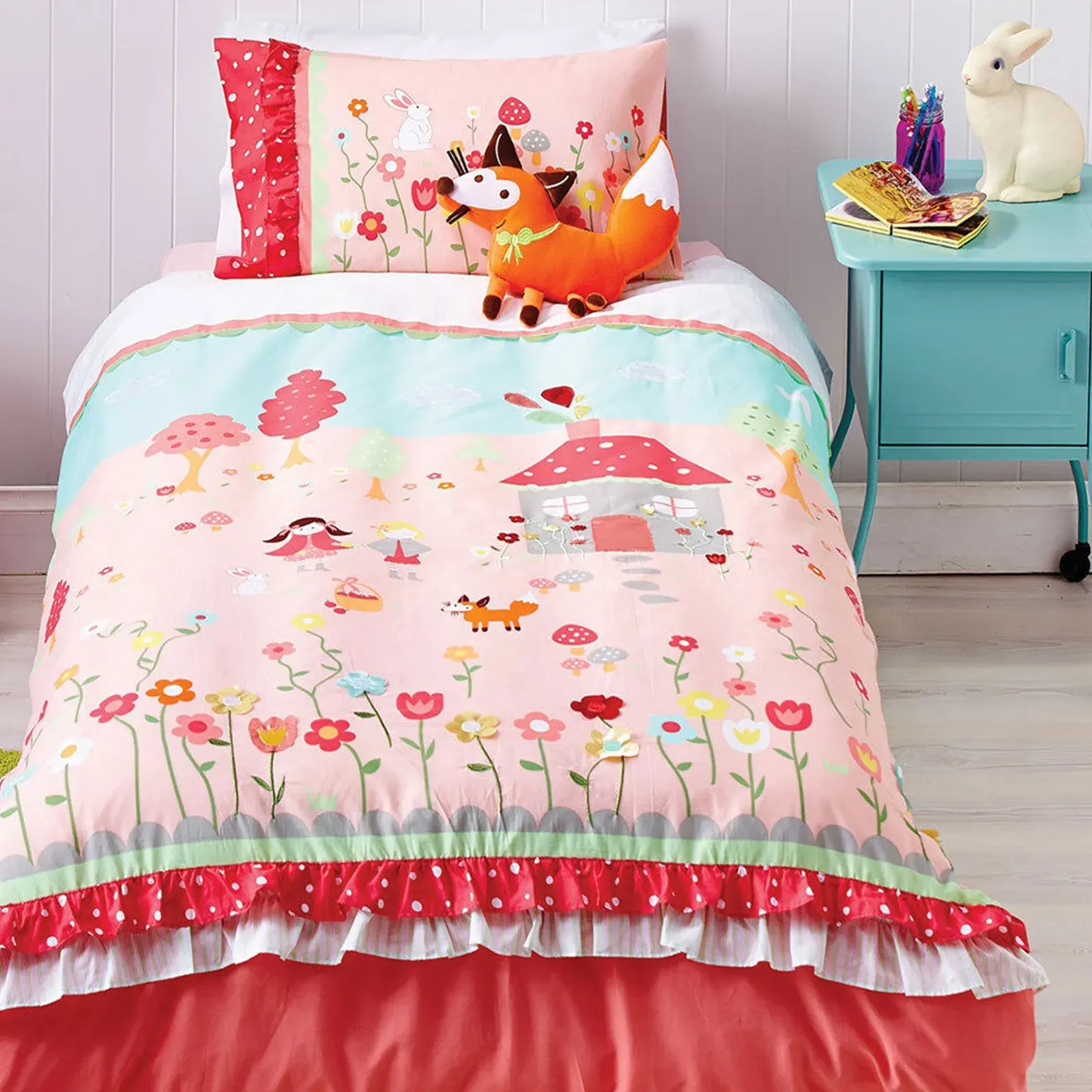 Cubby House Reversible Storybook Quilt Cover Set Single Cubby House Reversible Storybook Quilt Cover Set Single