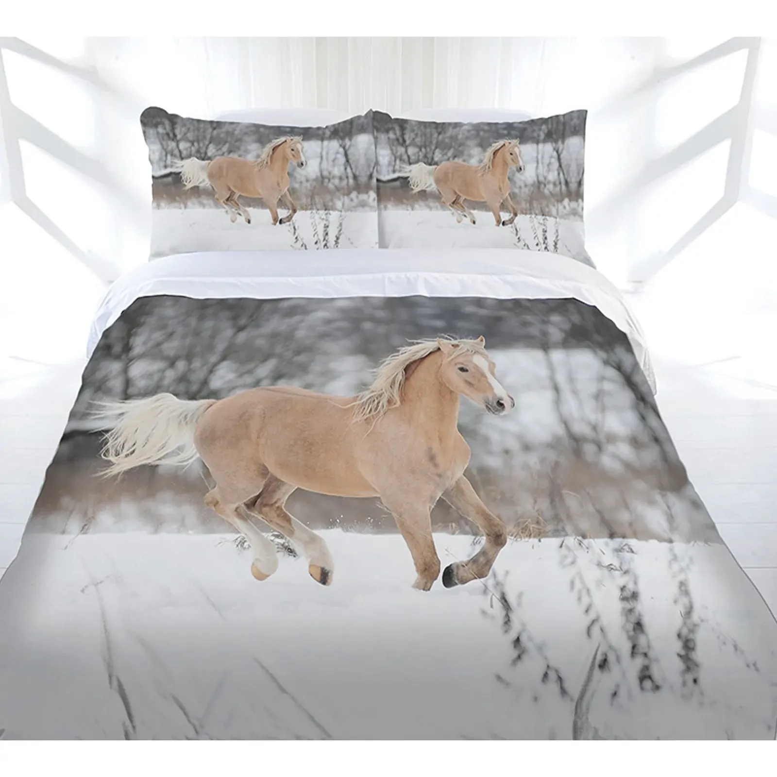 Just Home Winter Gallop Quilt Cover Set Single Just Home Winter Gallop Quilt Cover Set Single