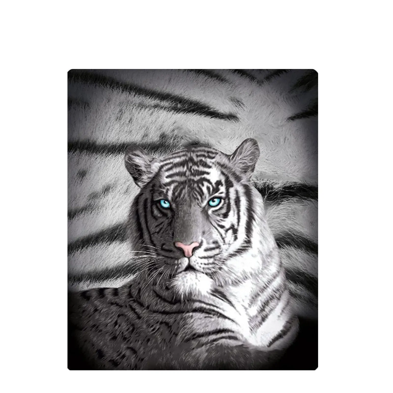 Just Home Blue Eyes Stripes Tiger Polar Fleece Throw Rug Just Home Blue Eyes Stripes Tiger Polar Fleece Throw Rug