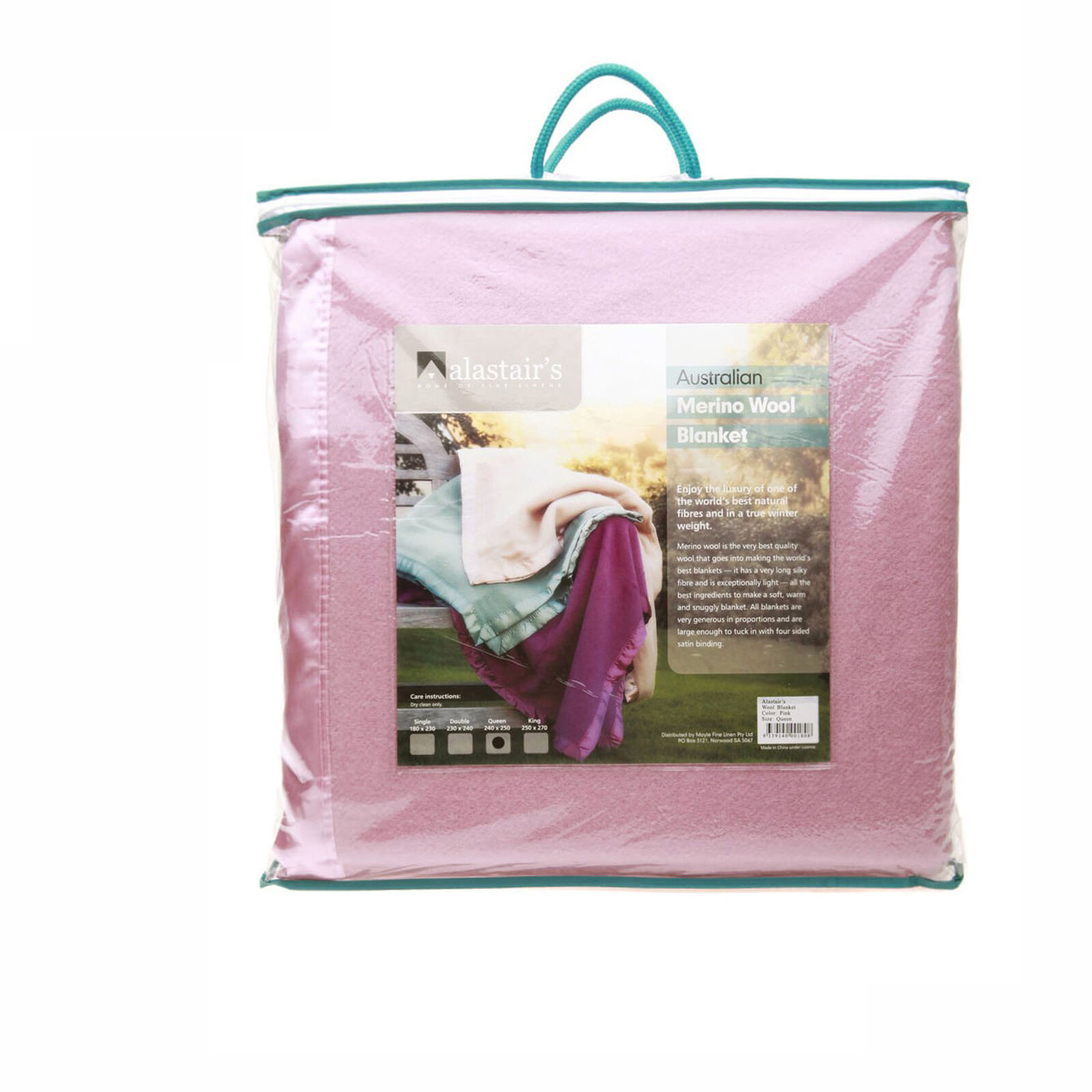 Alastairs 375GSM Australian Merino Wool Blanket Pink - Queen Alastairs 375GSM Australian Merino Wool Blanket Pink - Queen