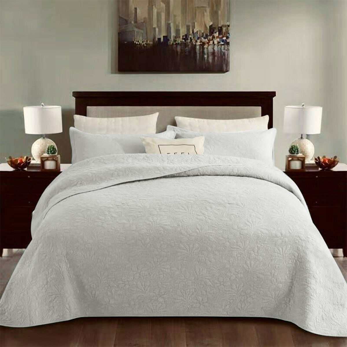 100% Cotton Coverlet Set Floral Turquoise King 100% Cotton Coverlet Set Floral Turquoise King