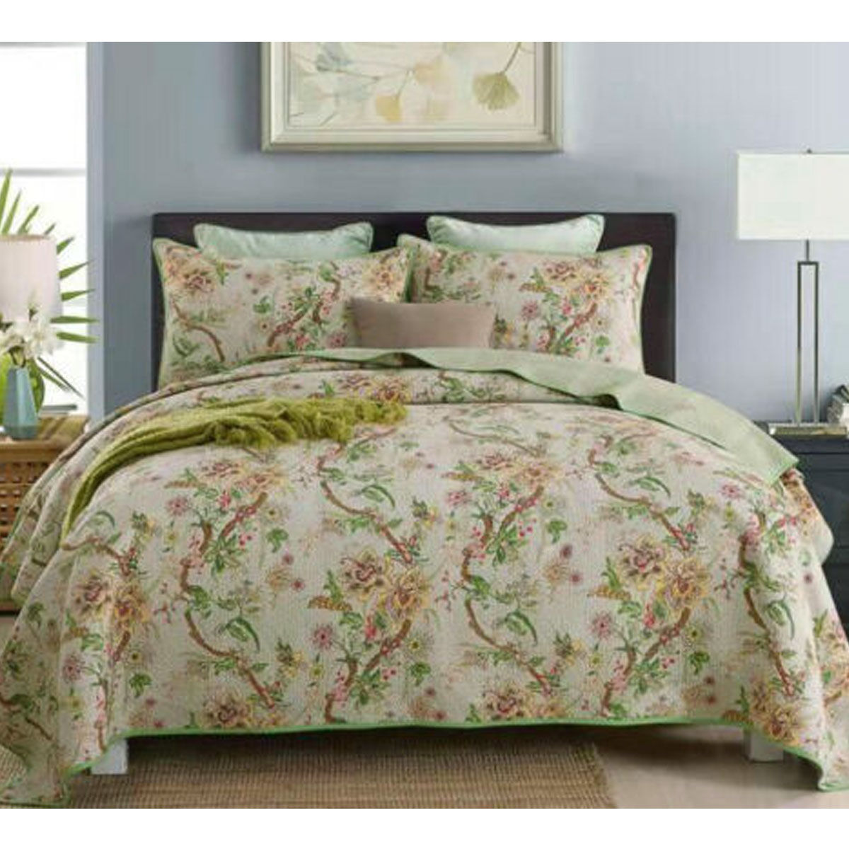 100% Cotton Lightly Quilted Coverlet Set Kew Gardens Queen 230 x 250 cm 100% Cotton Lightly Quilted Coverlet Set Kew Gardens Queen 230 x 250 cm