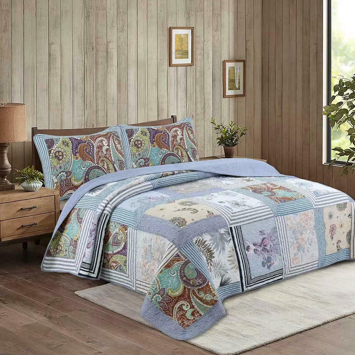 100% Cotton Lightly Quilted Coverlet Set Montana Queen 230 x 250 cm 100% Cotton Lightly Quilted Coverlet Set Montana Queen 230 x 250 cm