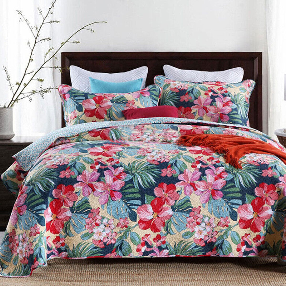 100% Cotton Lightly Quilted Coverlet Set Samoana Queen 230 x 250 cm 100% Cotton Lightly Quilted Coverlet Set Samoana Queen 230 x 250 cm