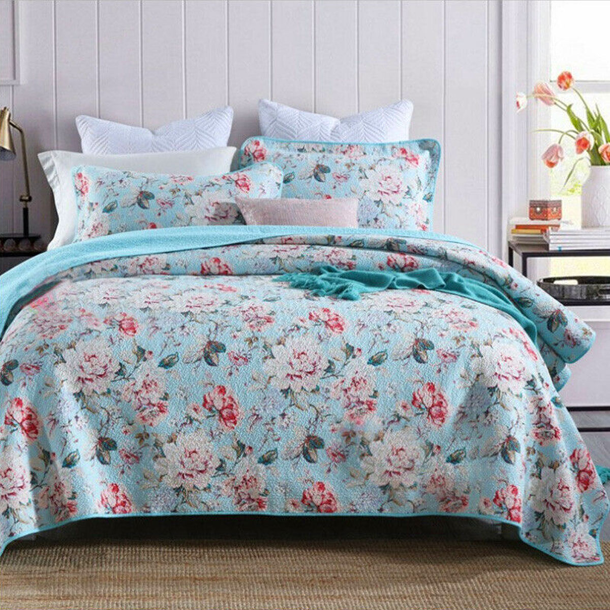 100% Cotton Lightly Quilted Coverlet Set Tioman Queen 230 x 250 cm 100% Cotton Lightly Quilted Coverlet Set Tioman Queen 230 x 250 cm