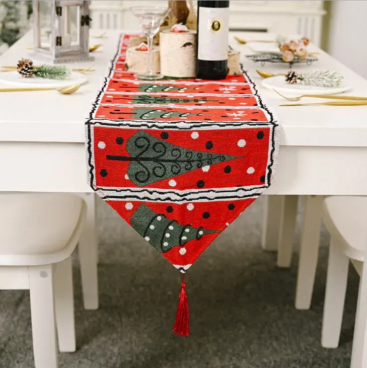Christmas Table Runner thickened knitted Dining Tablecloth Xmas Party Decor(Tree) Christmas Table Runner thickened knitted Dining Tablecloth Xmas Party Decor(Tree)
