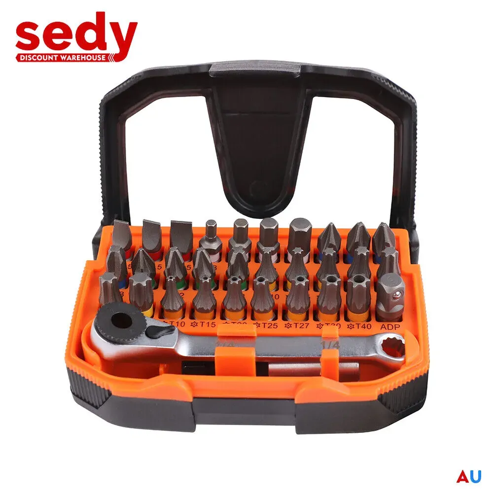 32Piece 1/4" Mini Double Head Screwdriver Bit and Ratchet Set CRV Steel Durable 32Piece 1/4" Mini Double Head Screwdriver Bit and Ratchet Set CRV Steel Durable