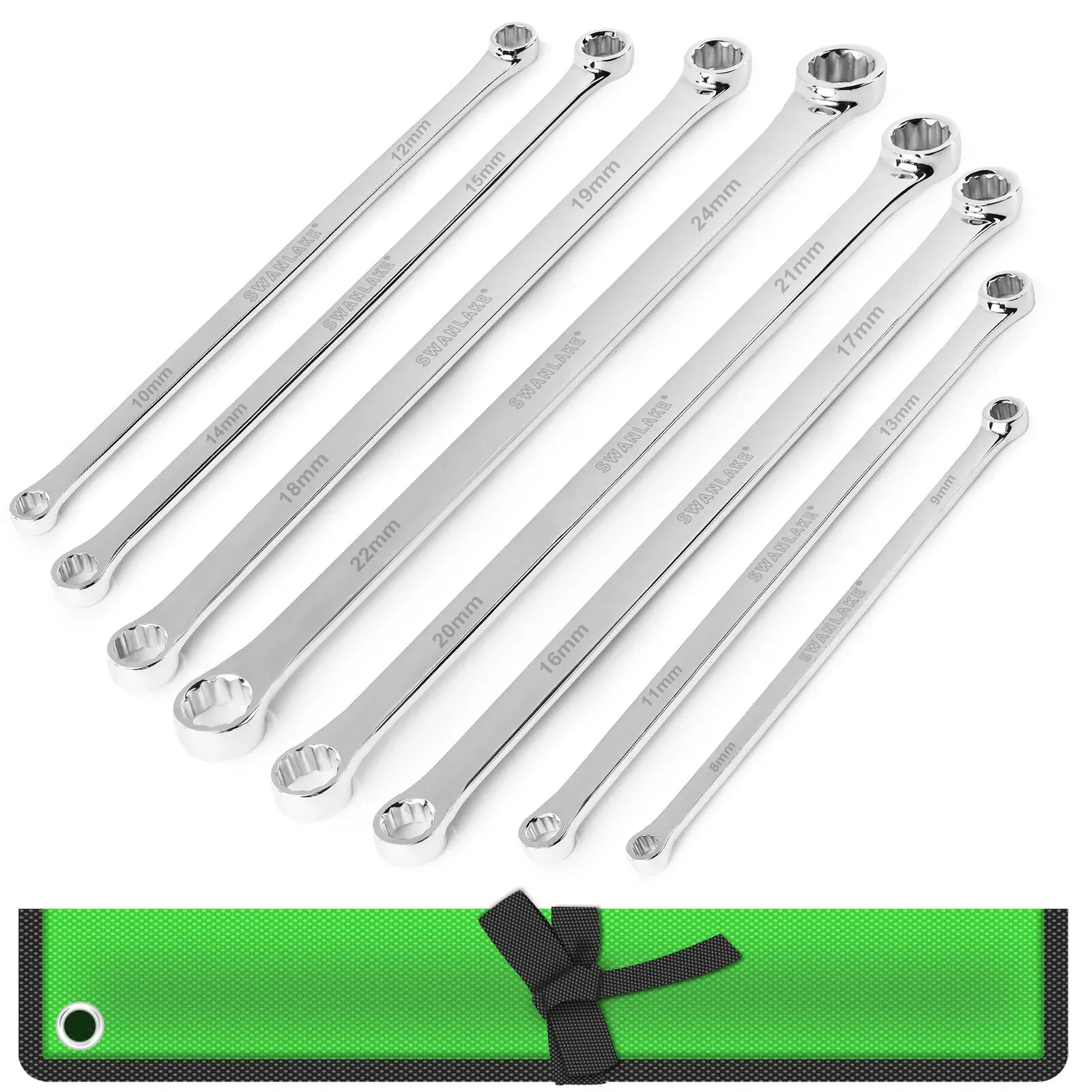 8PC Aviation Spanner Set Extra Long Wrench Double Ring CRV With Bag 8-24mm 8PC Aviation Spanner Set Extra Long Wrench Double Ring CRV With Bag 8-24mm