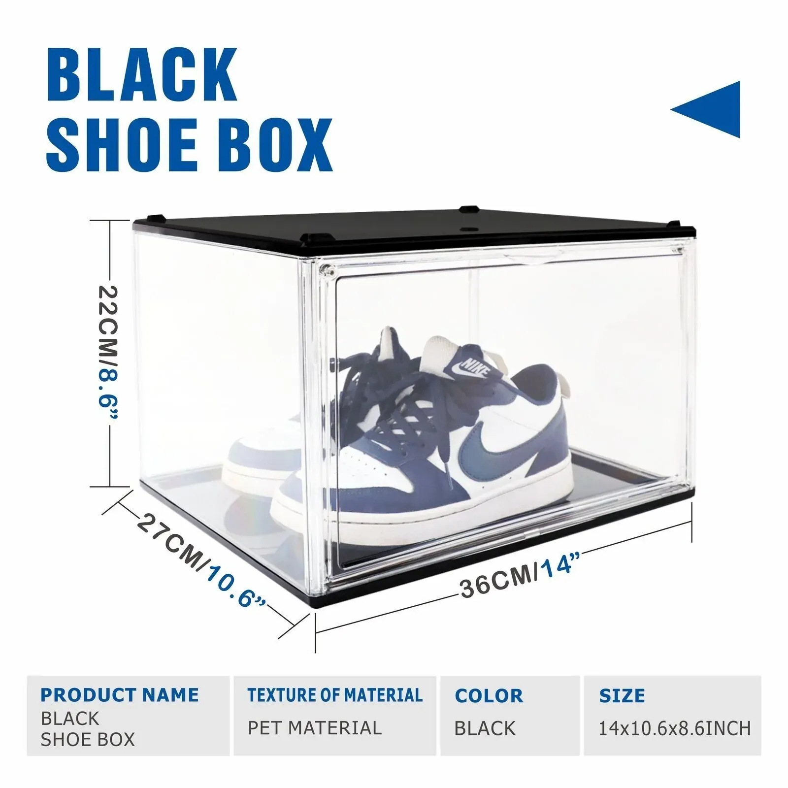 5PC Black Stackable Shoe Display Box Hard Acrylic Sneaker Storage Containers Case 5PC Black Stackable Shoe Display Box Hard Acrylic Sneaker Storage Containers Case