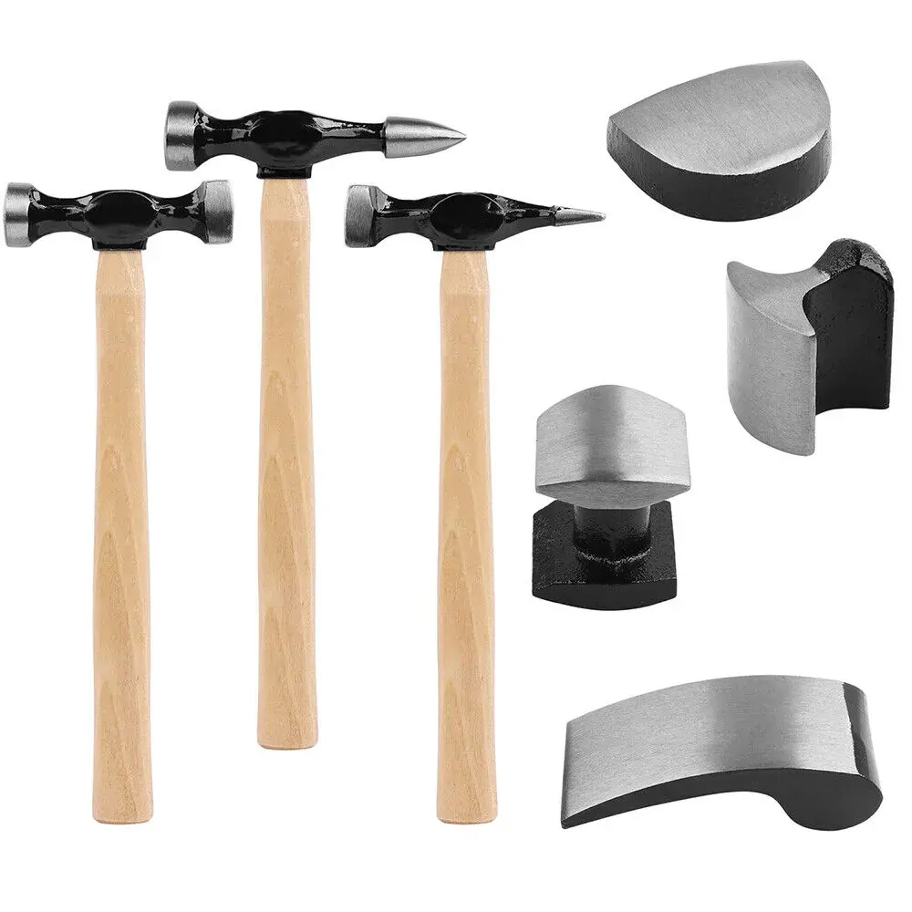 7 Piece Car Dent Auto Body Panel Repair Tool Kit Wooden Handles Beating Hammers 7 Piece Car Dent Auto Body Panel Repair Tool Kit Wooden Handles Beating Hammers