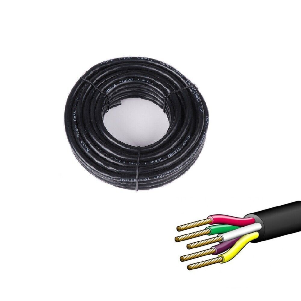 30M x 5 Core Wire Cable Trailer Cable Automotive Boat Caravan Truck Coil V90 PVC 30M x 5 Core Wire Cable Trailer Cable Automotive Boat Caravan Truck Coil V90 PVC