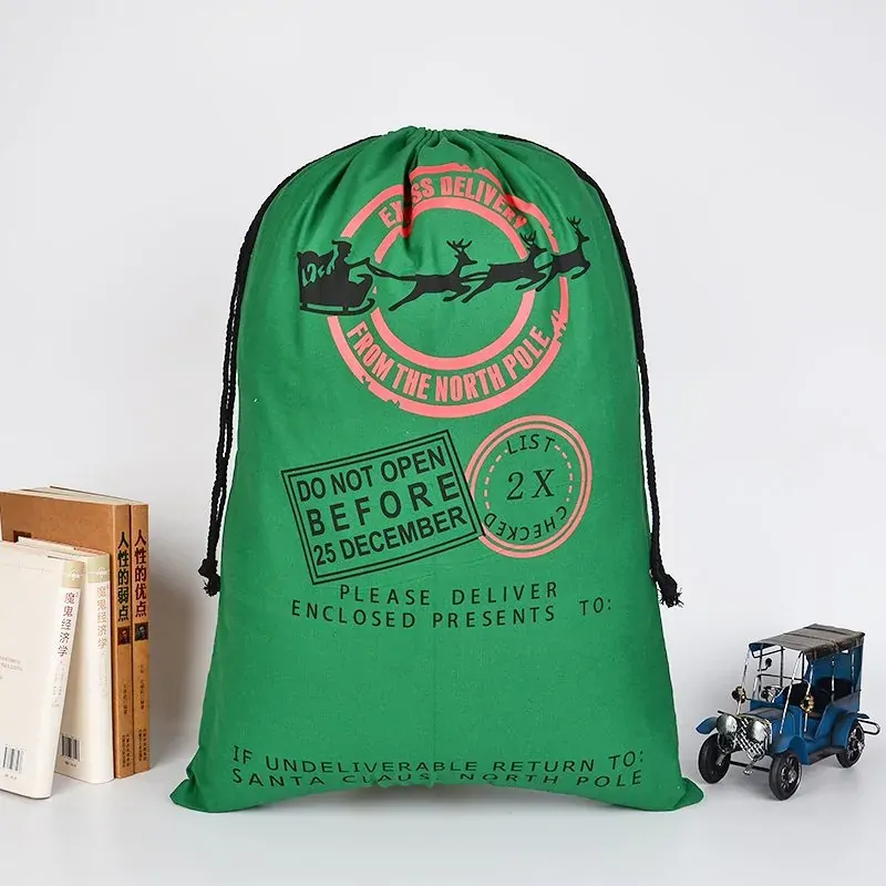 Large Christmas XMAS Hessian Santa Sack Stocking Bag Reindeer Children Gifts Bag, Green - Express Delivery Large Christmas XMAS Hessian Santa Sack Stocking Bag Reindeer Children Gifts Bag, Green - Express Delivery