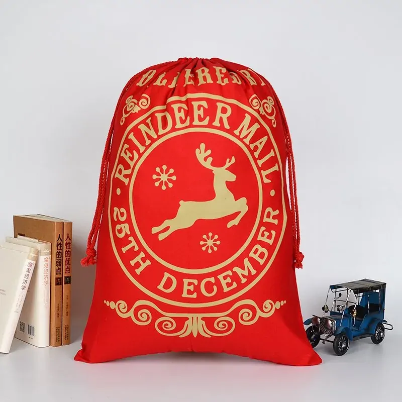 Large Christmas XMAS Hessian Santa Sack Stocking Bag Reindeer Children Gifts Bag, Red - Delivery by Reindeer Large Christmas XMAS Hessian Santa Sack Stocking Bag Reindeer Children Gifts Bag, Red - Delivery by Reindeer