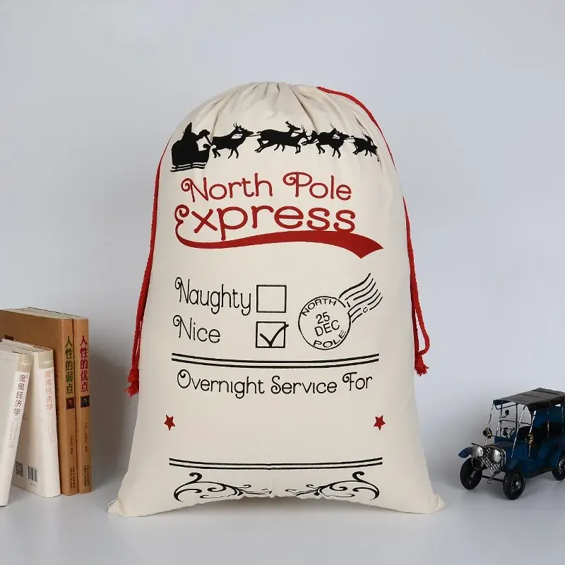 Large Christmas XMAS Hessian Santa Sack Stocking Bag Reindeer Children Gifts Bag, Cream - Overnight Service For (2) Large Christmas XMAS Hessian Santa Sack Stocking Bag Reindeer Children Gifts Bag, Cream - Overnight Service For (2)