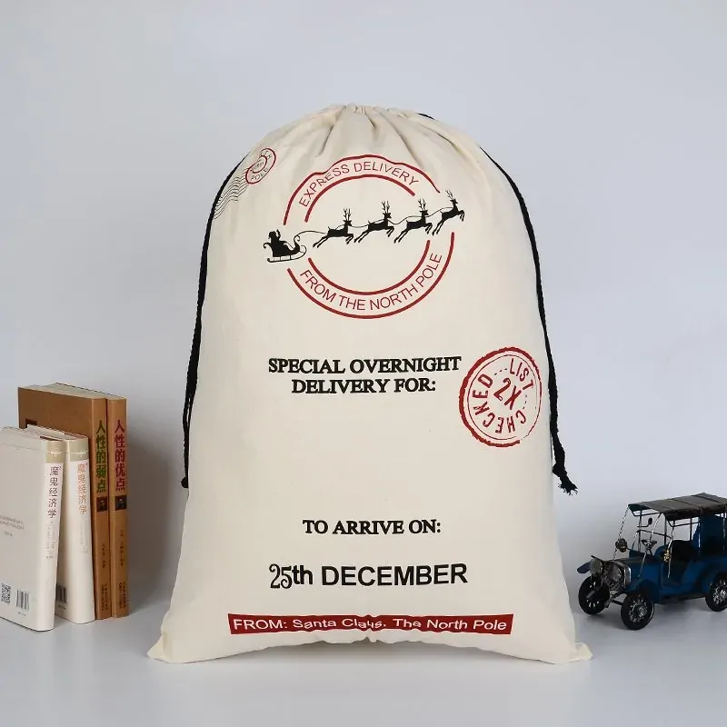 50x70cm Canvas Hessian Christmas Santa Sack Xmas Stocking Reindeer Kids Gift Bag, Cream - Express Delivery (2) 50x70cm Canvas Hessian Christmas Santa Sack Xmas Stocking Reindeer Kids Gift Bag, Cream - Express Delivery (2)