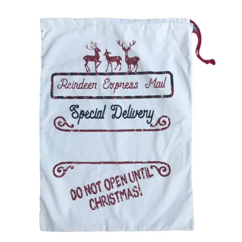 Large Christmas XMAS Hessian Santa Sack Stocking Bag Reindeer Children Gifts Bag, Cream - Reindeer Express Mail Large Christmas XMAS Hessian Santa Sack Stocking Bag Reindeer Children Gifts Bag, Cream - Reindeer Express Mail