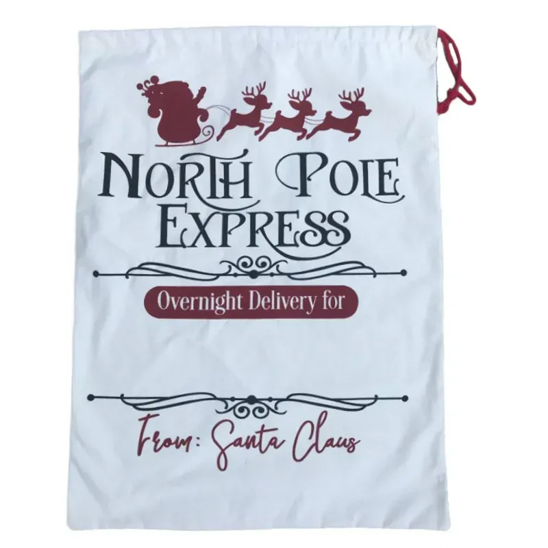 Large Christmas XMAS Hessian Santa Sack Stocking Bag Reindeer Children Gifts Bag, Cream - North Pole Express (2) Large Christmas XMAS Hessian Santa Sack Stocking Bag Reindeer Children Gifts Bag, Cream - North Pole Express (2)