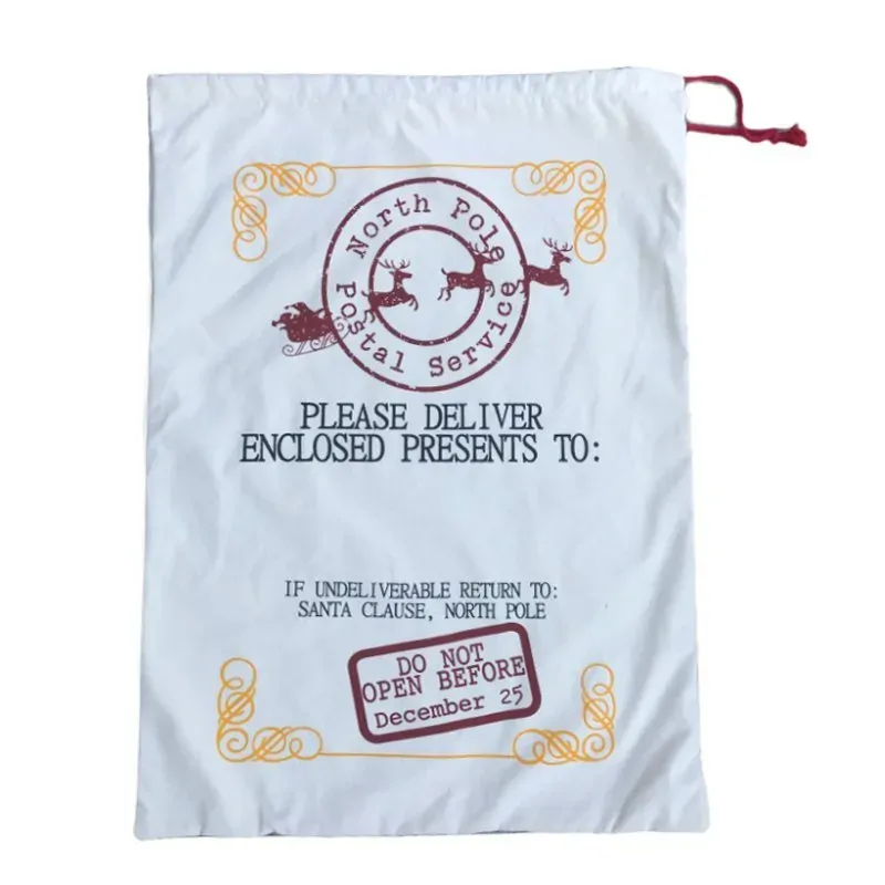 Large Christmas XMAS Hessian Santa Sack Stocking Bag Reindeer Children Gifts Bag, Cream - North Pole Postal Service Large Christmas XMAS Hessian Santa Sack Stocking Bag Reindeer Children Gifts Bag, Cream - North Pole Postal Service