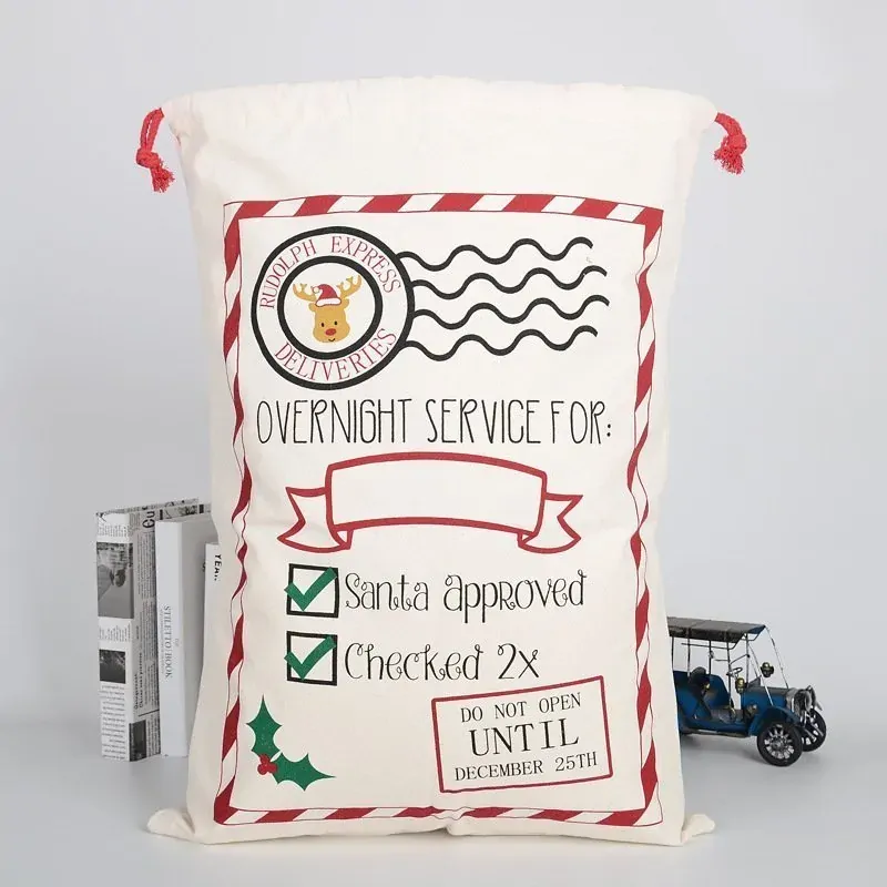 50x70cm Canvas Hessian Christmas Santa Sack Xmas Stocking Reindeer Kids Gift Bag, Cream - Rudolph Express (2£ 50x70cm Canvas Hessian Christmas Santa Sack Xmas Stocking Reindeer Kids Gift Bag, Cream - Rudolph Express (2£