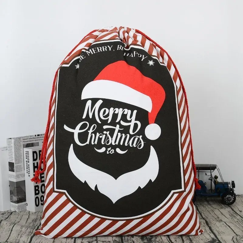 50x70cm Canvas Hessian Christmas Santa Sack Xmas Stocking Reindeer Kids Gift Bag, Red - Smile Santa 50x70cm Canvas Hessian Christmas Santa Sack Xmas Stocking Reindeer Kids Gift Bag, Red - Smile Santa