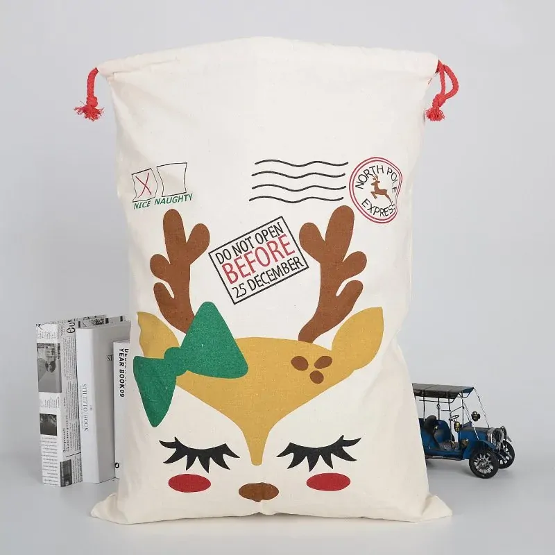Large Christmas XMAS Hessian Santa Sack Stocking Bag Reindeer Children Gifts Bag, Cream - Reindeer Girl Makeup Large Christmas XMAS Hessian Santa Sack Stocking Bag Reindeer Children Gifts Bag, Cream - Reindeer Girl Makeup