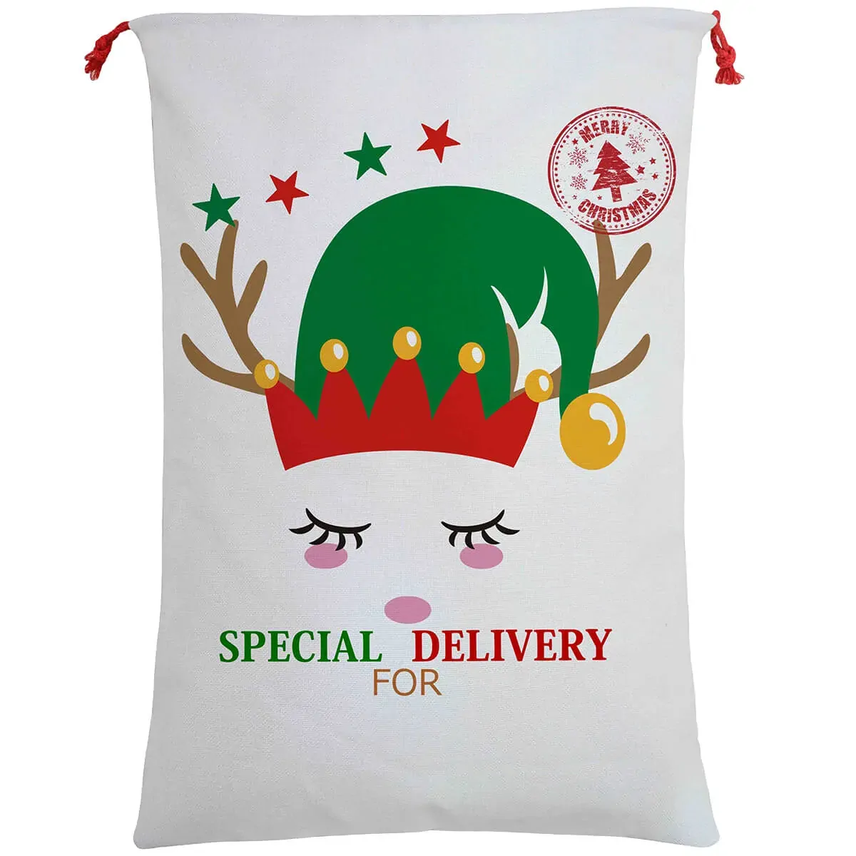 50x70cm Canvas Hessian Christmas Santa Sack Xmas Stocking Reindeer Kids Gift Bag, Cream - Cute Reindeer Delivery 50x70cm Canvas Hessian Christmas Santa Sack Xmas Stocking Reindeer Kids Gift Bag, Cream - Cute Reindeer Delivery