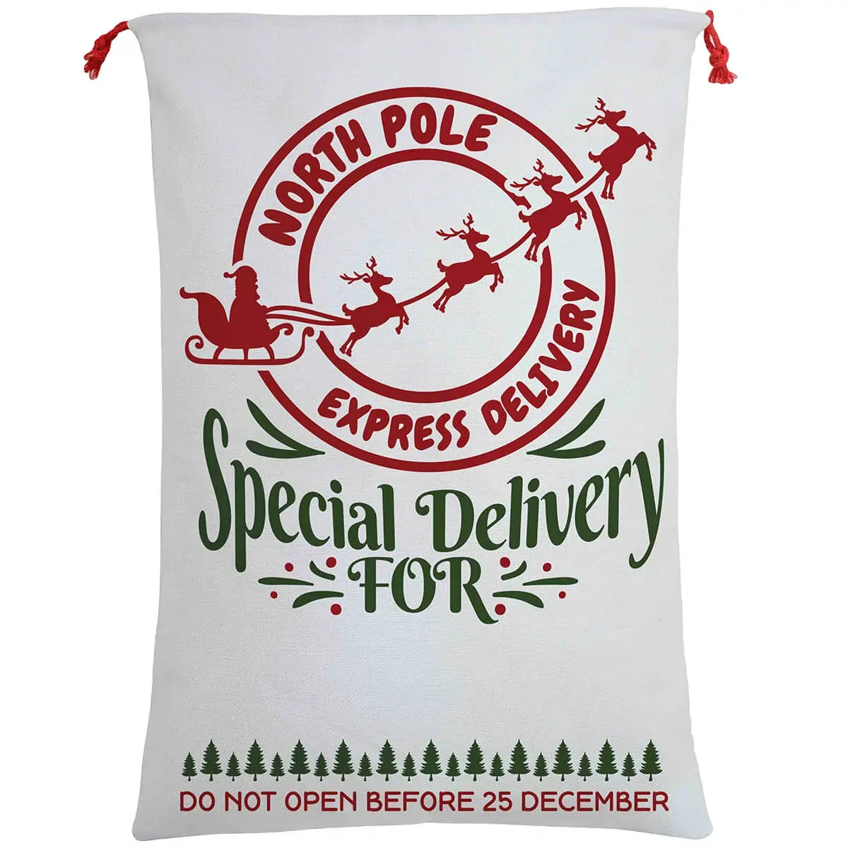 50x70cm Canvas Hessian Christmas Santa Sack Xmas Stocking Reindeer Kids Gift Bag, Cream - North Pole Express (D) 50x70cm Canvas Hessian Christmas Santa Sack Xmas Stocking Reindeer Kids Gift Bag, Cream - North Pole Express (D)
