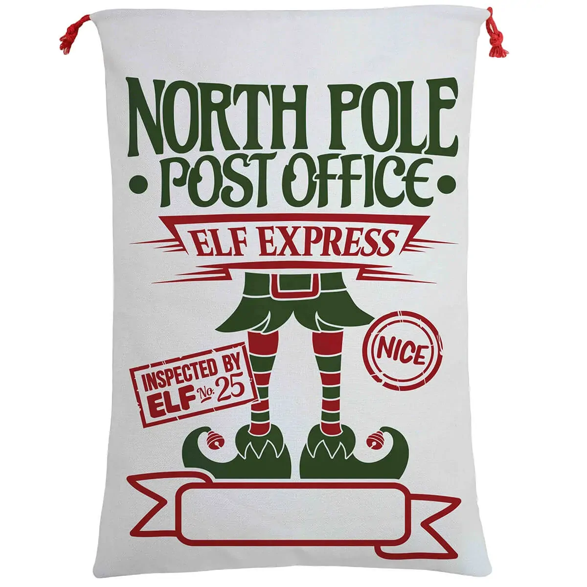 50x70cm Canvas Hessian Christmas Santa Sack Xmas Stocking Reindeer Kids Gift Bag, Cream - Elf Express 50x70cm Canvas Hessian Christmas Santa Sack Xmas Stocking Reindeer Kids Gift Bag, Cream - Elf Express
