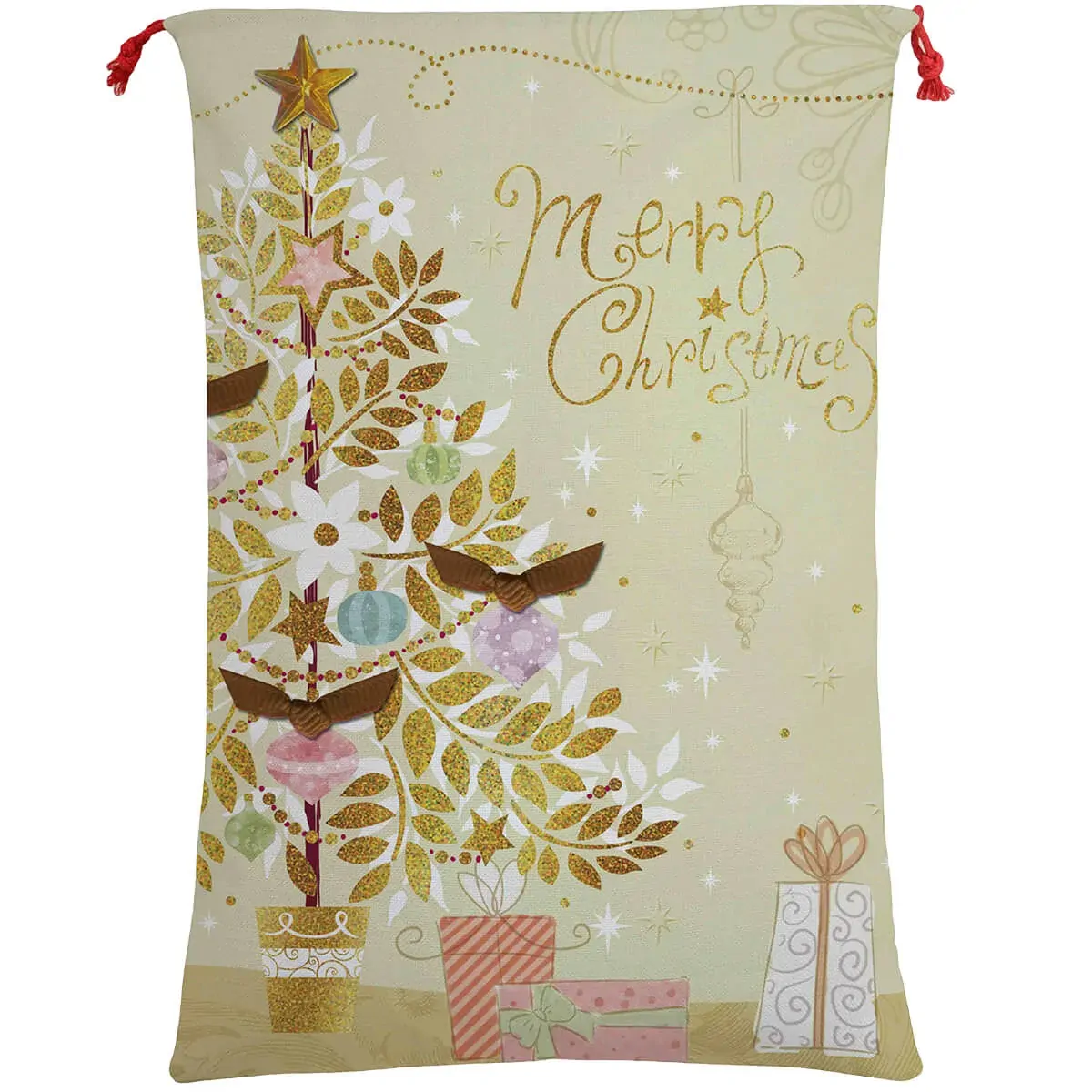 Large Christmas XMAS Hessian Santa Sack Stocking Bag Reindeer Children Gifts Bag, Merry Christmas Golden Tree Large Christmas XMAS Hessian Santa Sack Stocking Bag Reindeer Children Gifts Bag, Merry Christmas Golden Tree
