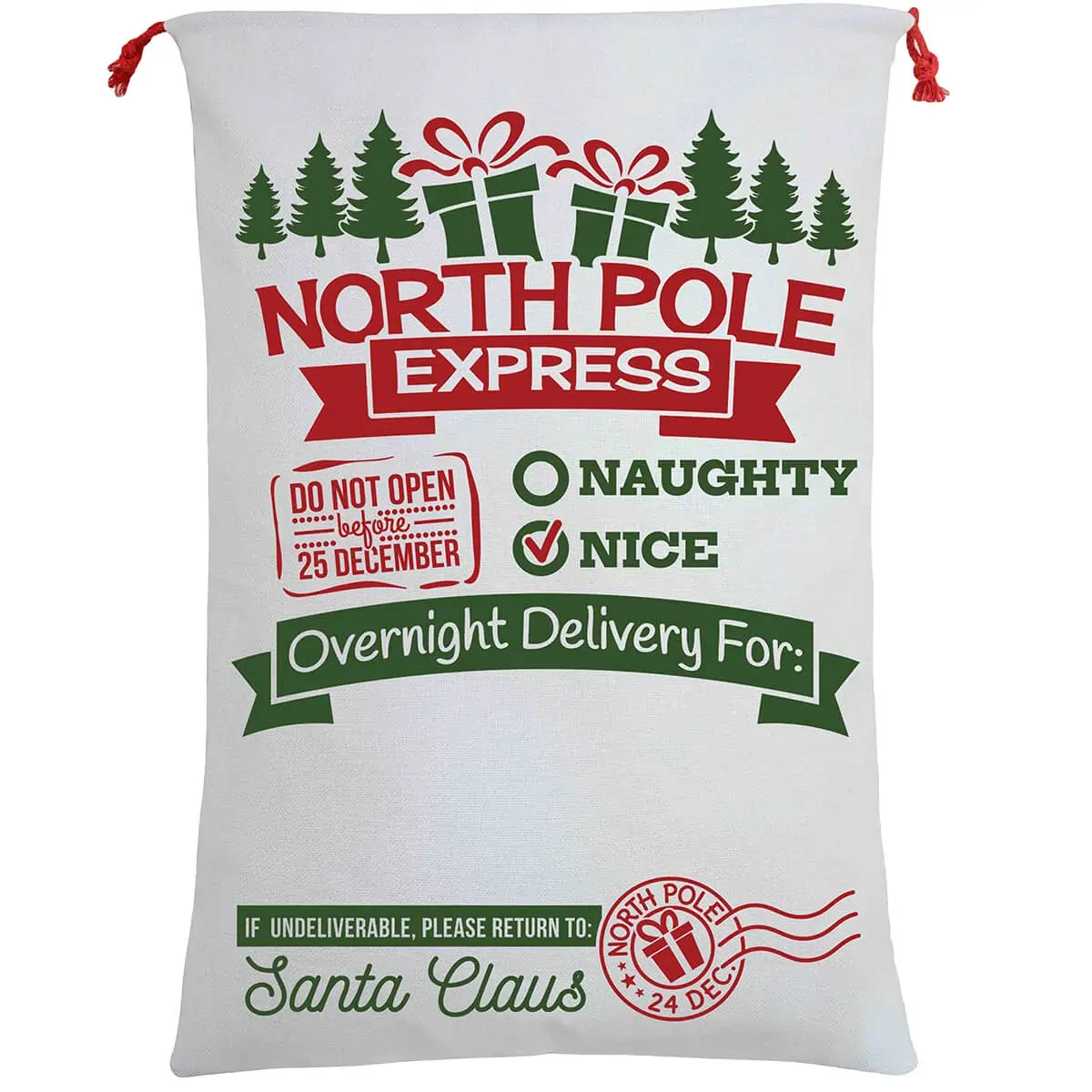 Large Christmas XMAS Hessian Santa Sack Stocking Bag Reindeer Children Gifts Bag, Cream - North Pole Express (C) Large Christmas XMAS Hessian Santa Sack Stocking Bag Reindeer Children Gifts Bag, Cream - North Pole Express (C)