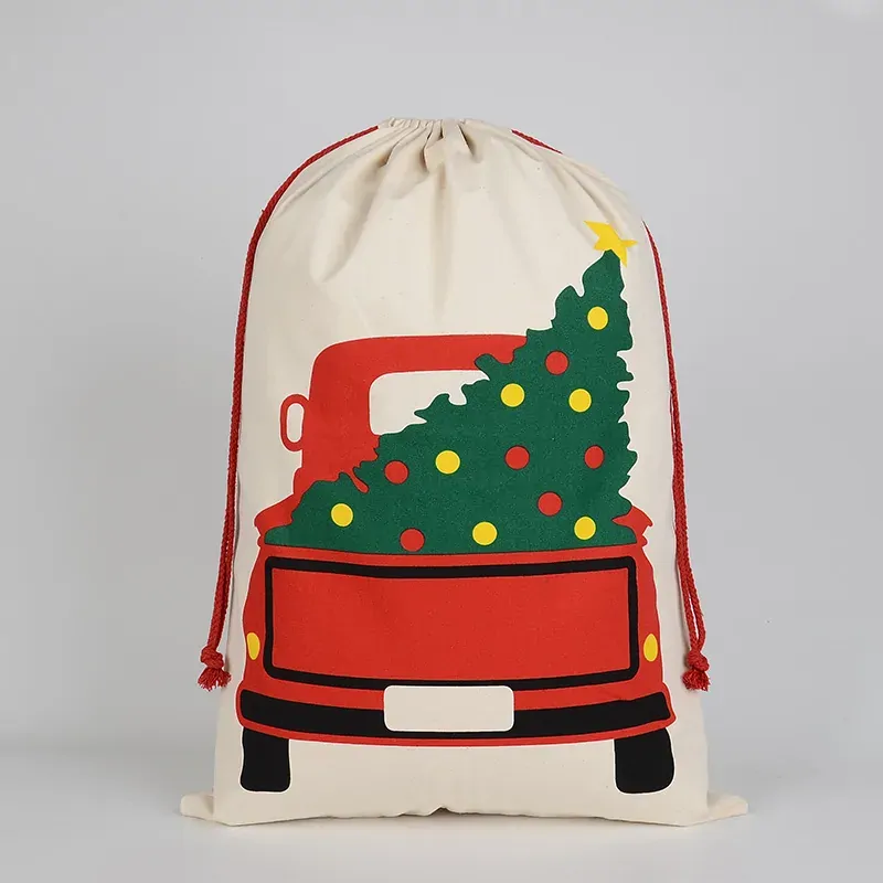 Large Christmas XMAS Hessian Santa Sack Stocking Bag Reindeer Children Gifts Bag, Cream - Van Delivery Large Christmas XMAS Hessian Santa Sack Stocking Bag Reindeer Children Gifts Bag, Cream - Van Delivery