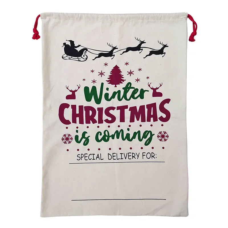 Large Christmas XMAS Hessian Santa Sack Stocking Bag Reindeer Children Gifts Bag, Cream - Winter Is Coming Large Christmas XMAS Hessian Santa Sack Stocking Bag Reindeer Children Gifts Bag, Cream - Winter Is Coming