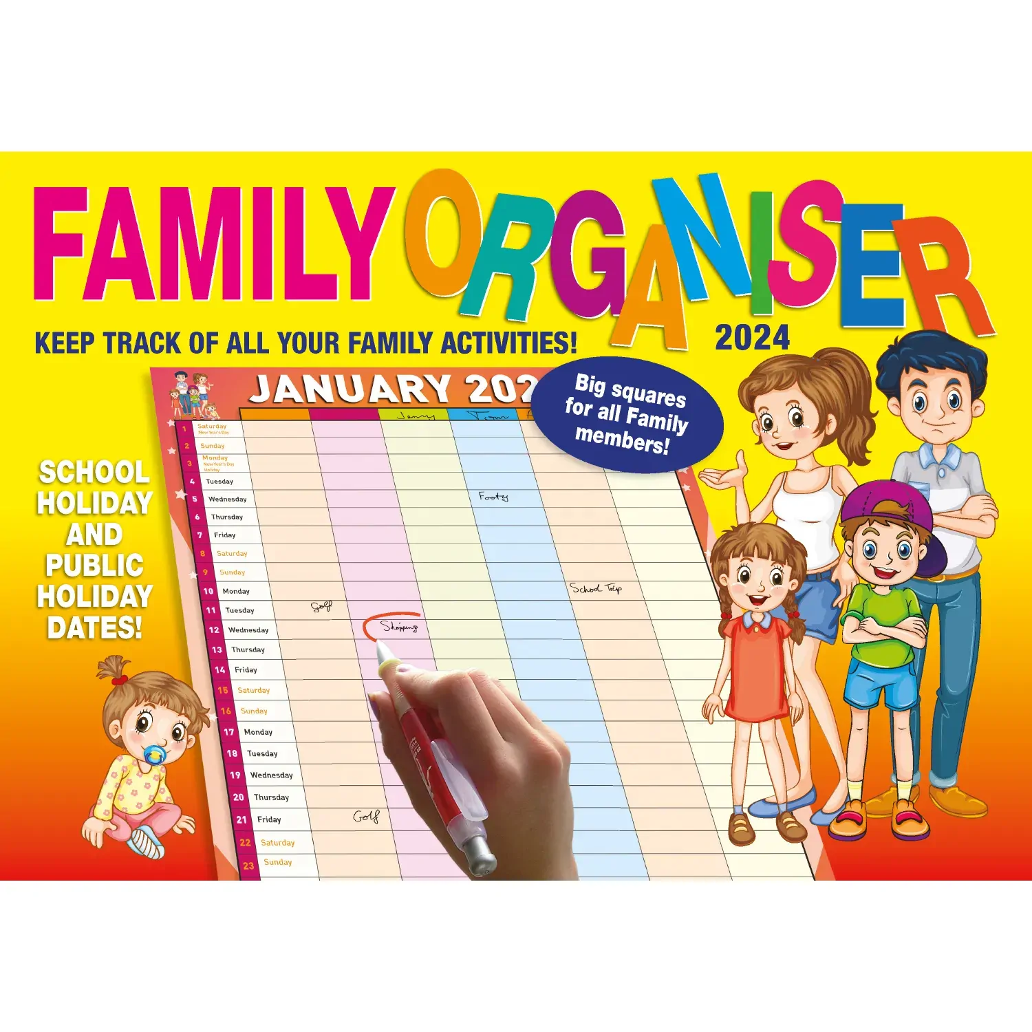 Family Organiser - 2024 Rectangle Wall Calendar 13 Months Planner Home Schedule Family Organiser - 2024 Rectangle Wall Calendar 13 Months Planner Home Schedule