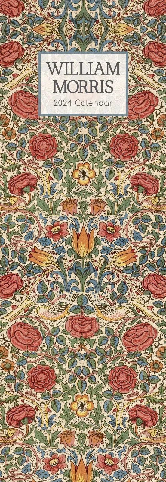 William Morris Rose - 2024 Slimline Slim Wall Calendar Hanging Planner New Year William Morris Rose - 2024 Slimline Slim Wall Calendar Hanging Planner New Year