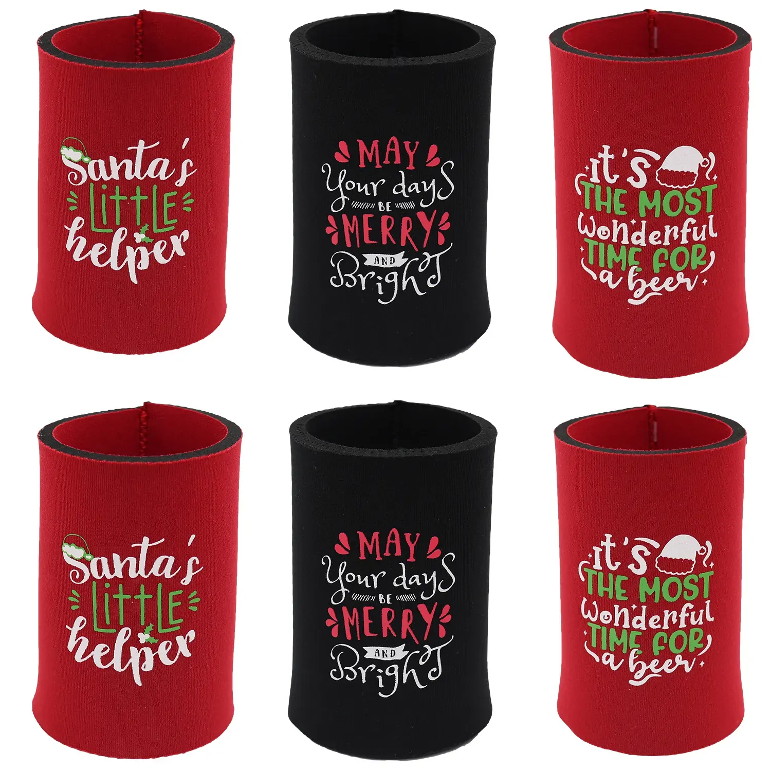 6x Christmas Stubby Stubbie Holders Beer Bottle Drink Can Cooler Santa Reindeer, B 6x Christmas Stubby Stubbie Holders Beer Bottle Drink Can Cooler Santa Reindeer, B