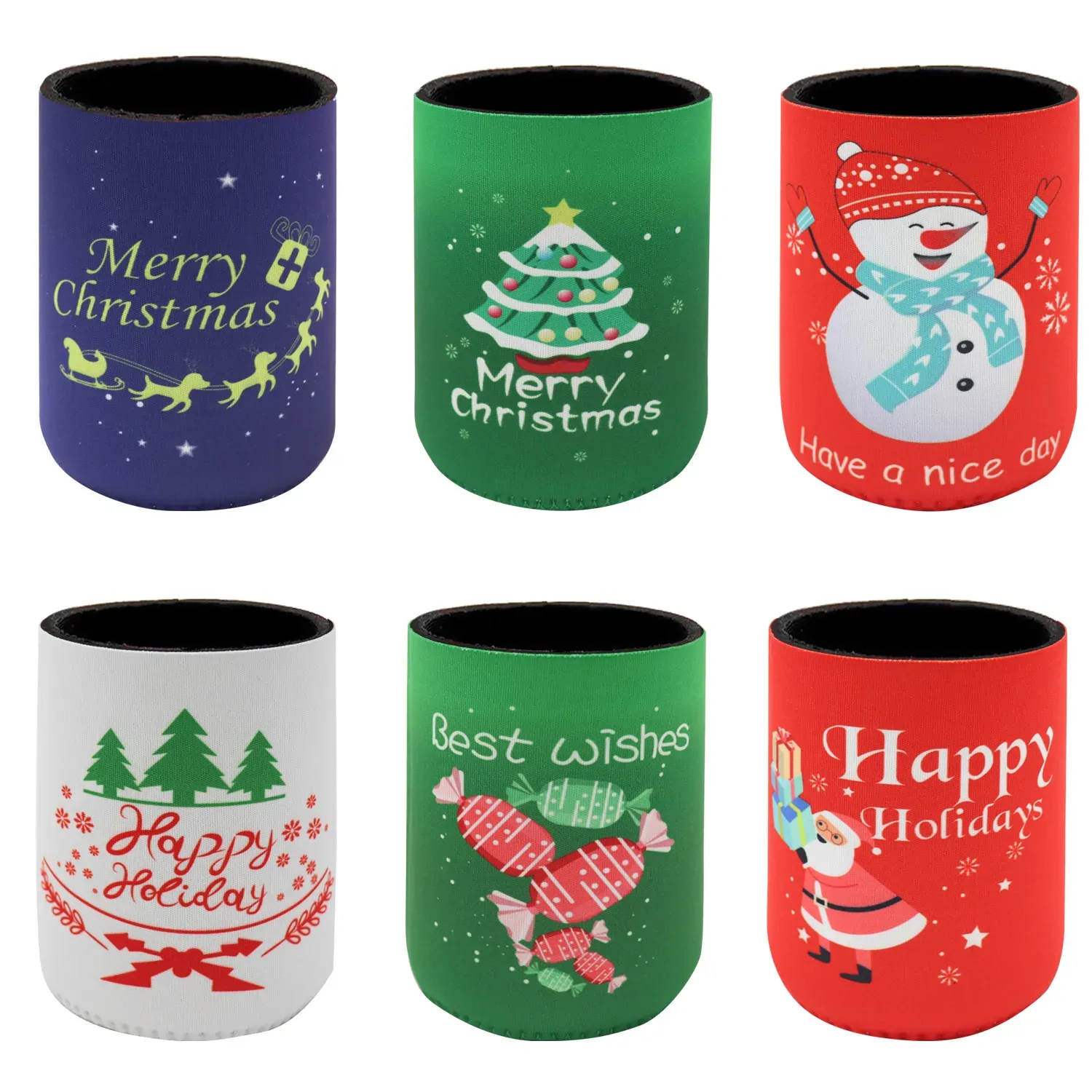 6x Christmas Stubby Stubbie Holders Beer Bottle Drink Can Cooler Santa Reindeer, D 6x Christmas Stubby Stubbie Holders Beer Bottle Drink Can Cooler Santa Reindeer, D