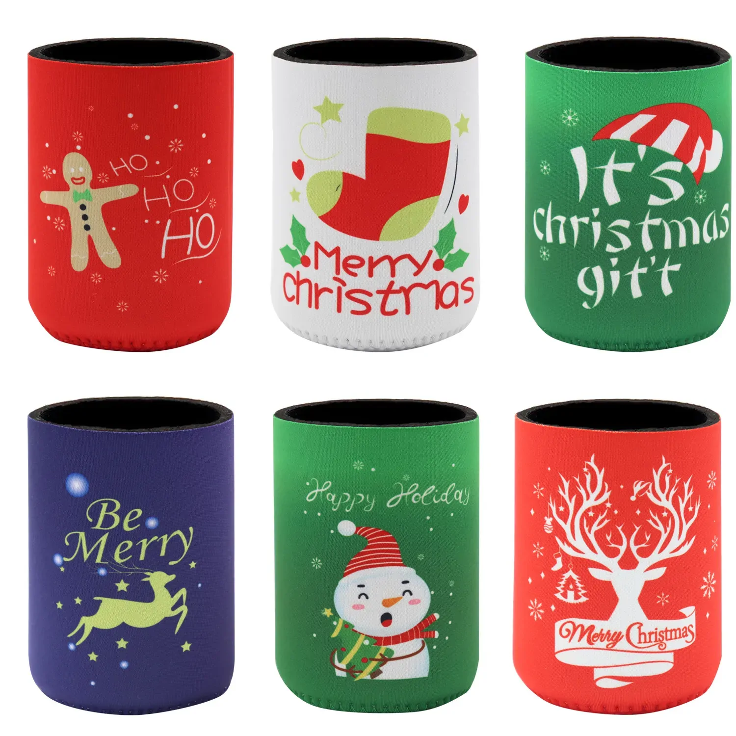 6x Christmas Stubby Stubbie Holders Beer Bottle Drink Can Cooler Santa Reindeer, E 6x Christmas Stubby Stubbie Holders Beer Bottle Drink Can Cooler Santa Reindeer, E