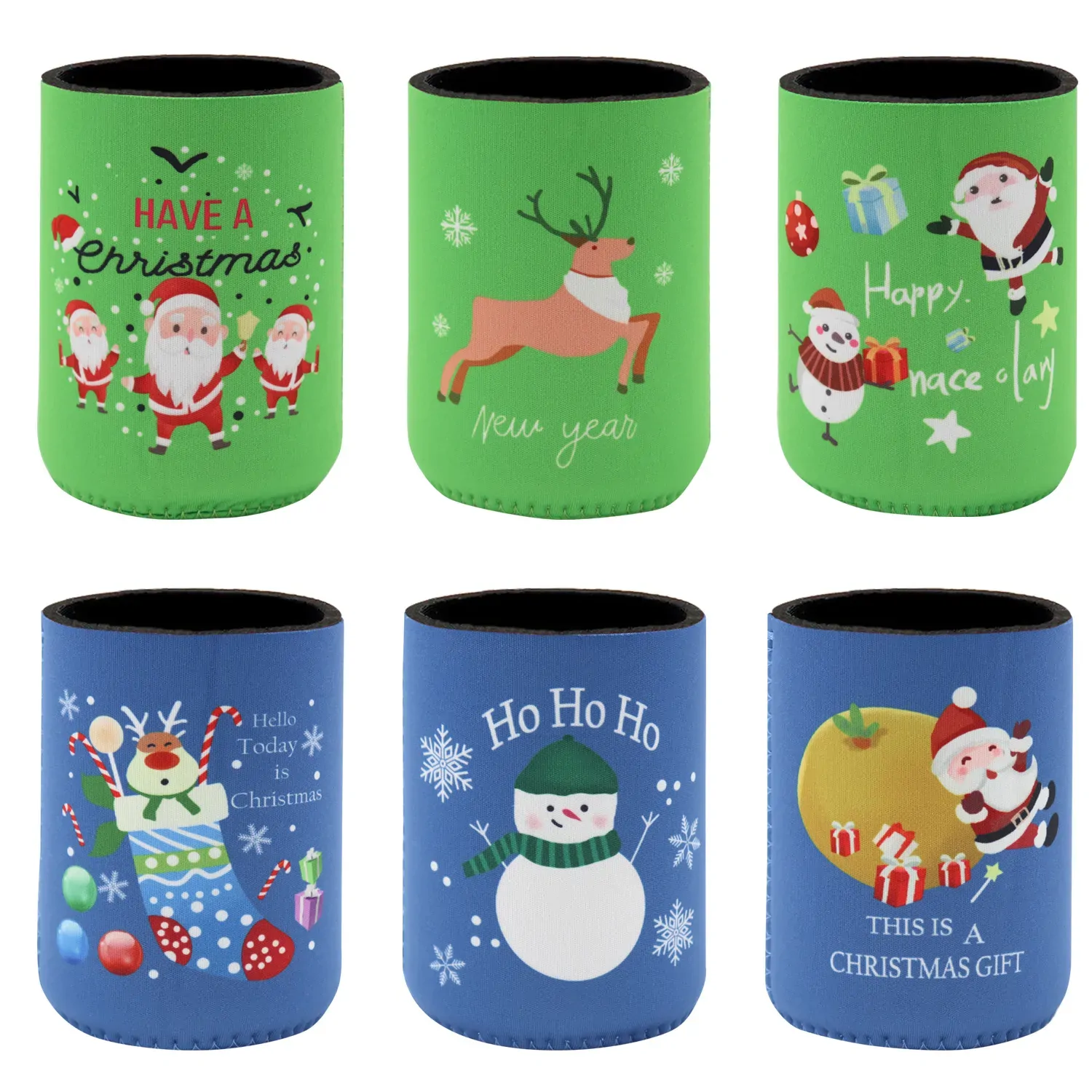 6x Christmas Stubby Stubbie Holders Beer Bottle Drink Can Cooler Santa Reindeer, F 6x Christmas Stubby Stubbie Holders Beer Bottle Drink Can Cooler Santa Reindeer, F