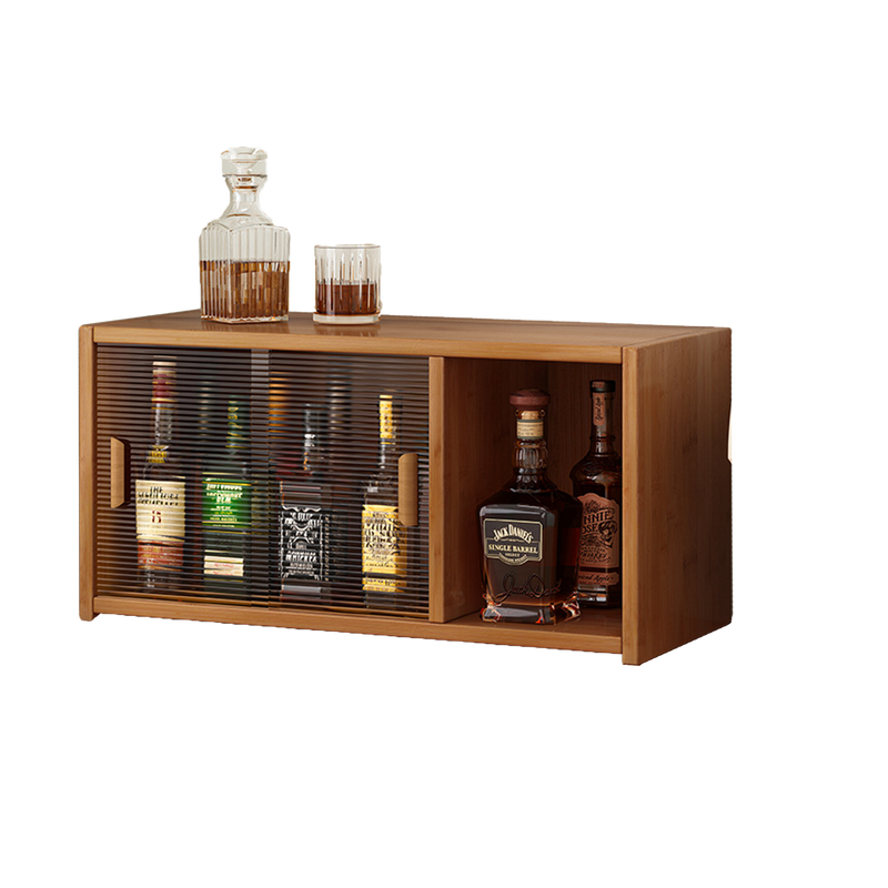 Bamboo Dustproof Cup Storage Cabinet with Sliding Acrylic Door Bamboo Dustproof Cup Storage Cabinet with Sliding Acrylic Door