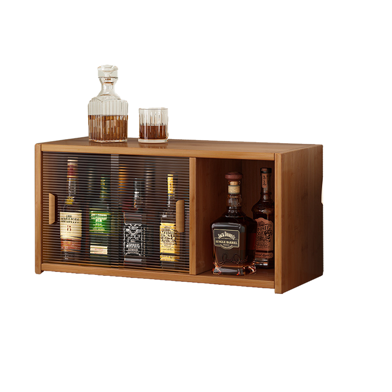 Bamboo Dustproof Cup Storage Cabinet with Sliding Acrylic Door Bamboo Dustproof Cup Storage Cabinet with Sliding Acrylic Door