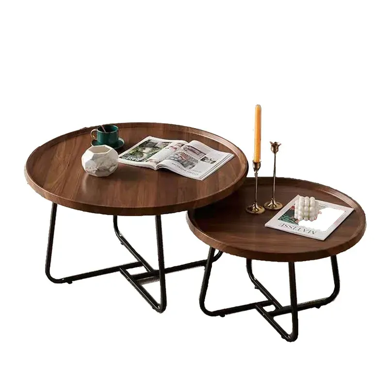 Removable Set of 2 Round Coffee Table Walnut Nesting Side End Table Furniture Removable Set of 2 Round Coffee Table Walnut Nesting Side End Table Furniture