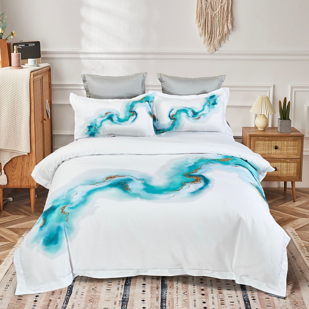 Ocean Marble Quilt Cover Set - Super King Size Ocean Marble Quilt Cover Set - Super King Size