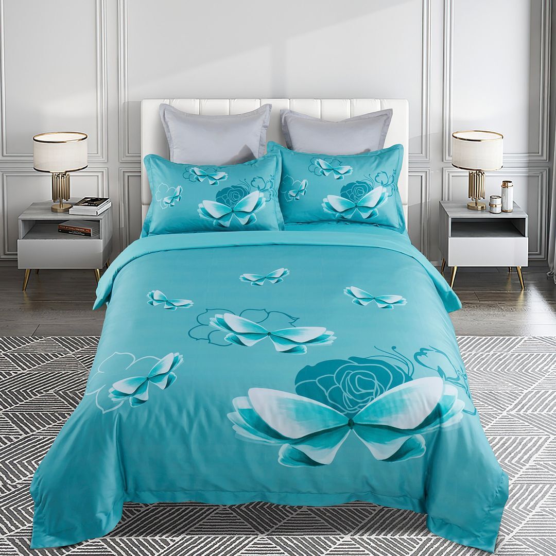 Butterfly Green Quilt Cover Set - Super King Size Butterfly Green Quilt Cover Set - Super King Size
