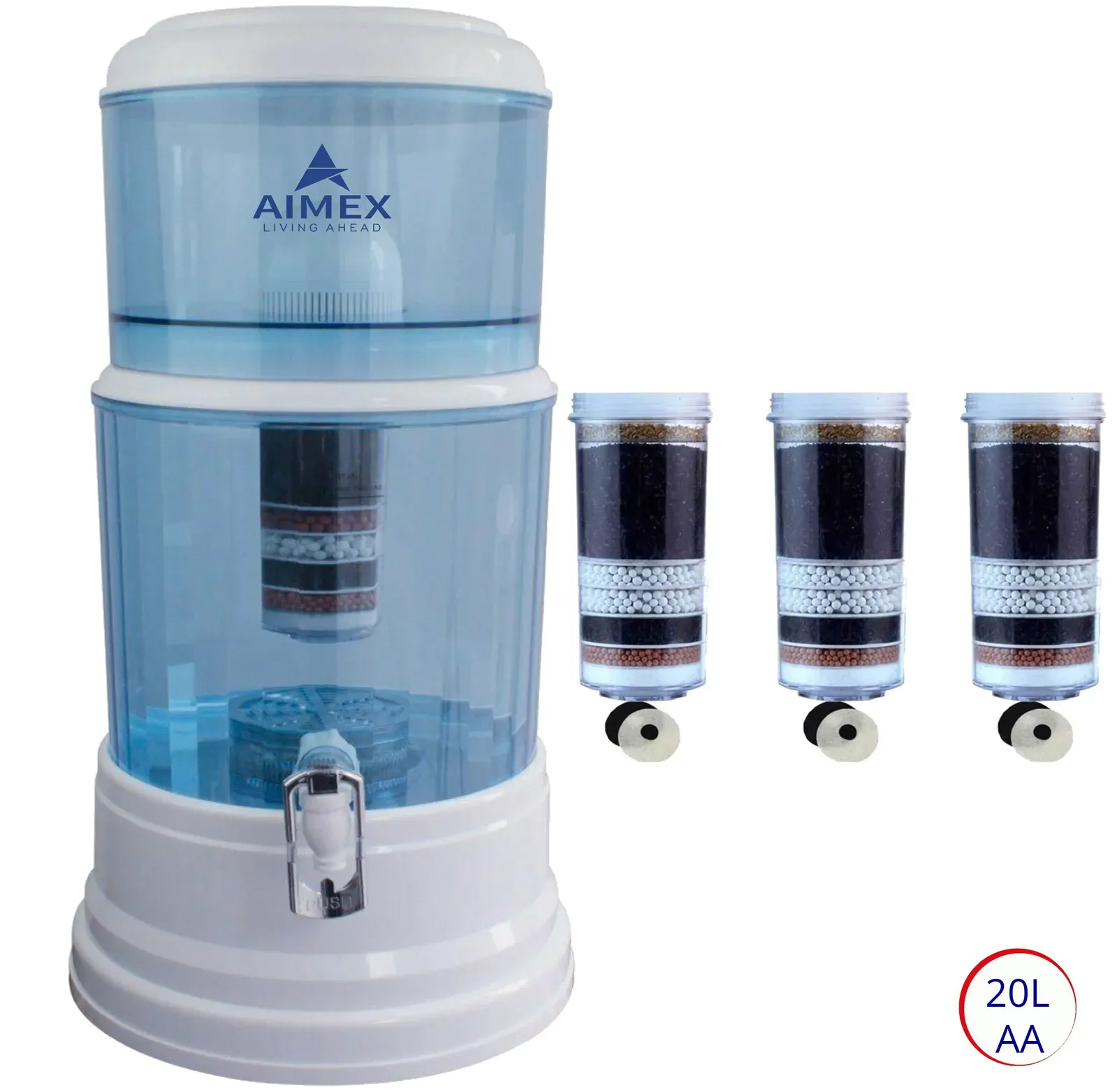Aimex 20L Benchtop Water Purifier Maifan Stone with 3 X 8 Stage Fluoride Reduction Filters Aimex 20L Benchtop Water Purifier Maifan Stone with 3 X 8 Stage Fluoride Reduction Filters