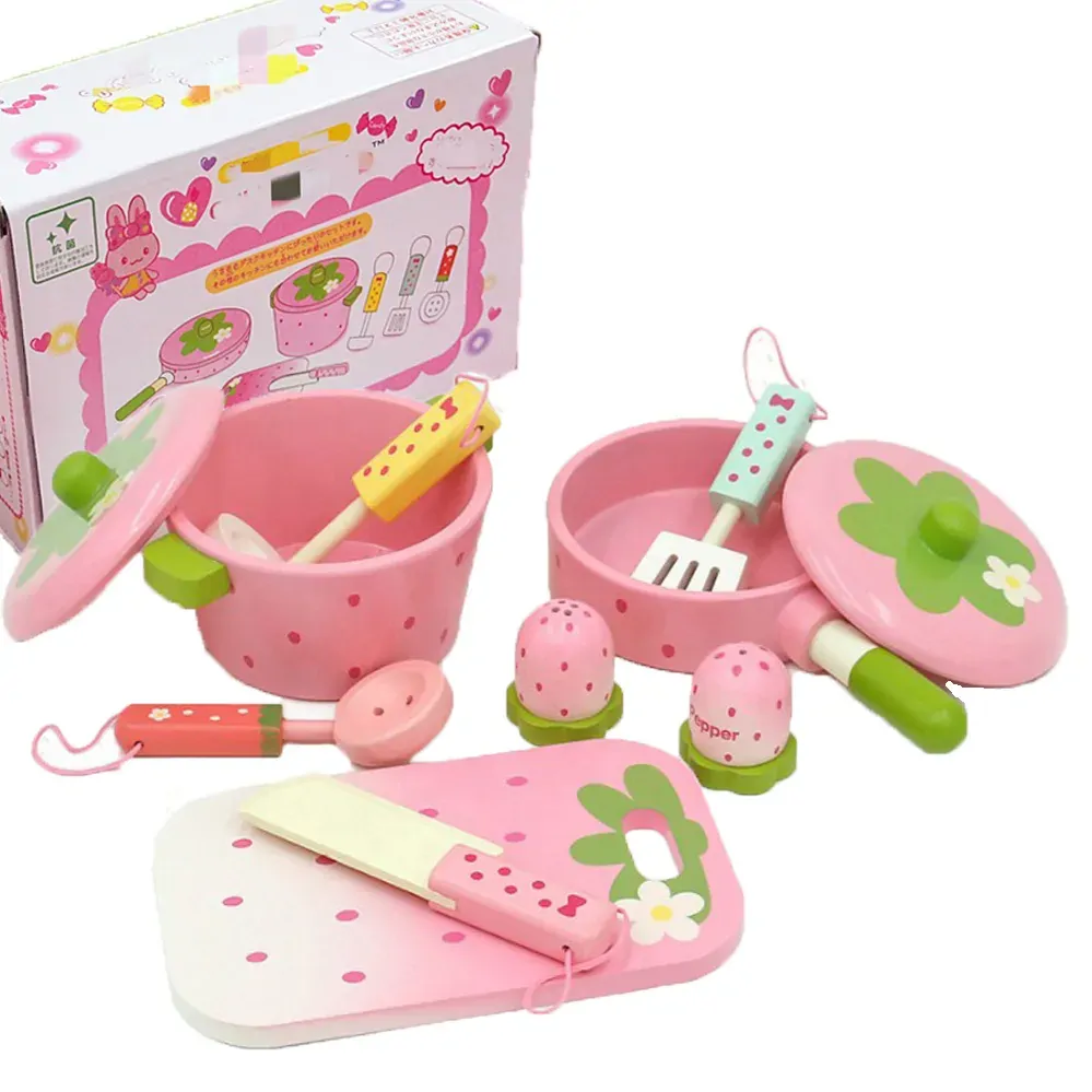 11 Pieces Kids Wooden Kitchen Play Set 11 Pieces Kids Wooden Kitchen Play Set