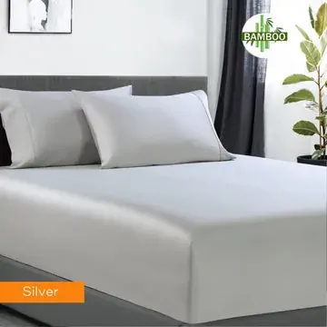 400 thread count bamboo cotton 1 fitted sheet with 2 pillowcases single silver 400 thread count bamboo cotton 1 fitted sheet with 2 pillowcases single silver